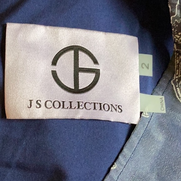 NWT JS Collections Blue Maddison V-neck Column Gown Size 2 - Picture 8 of 9